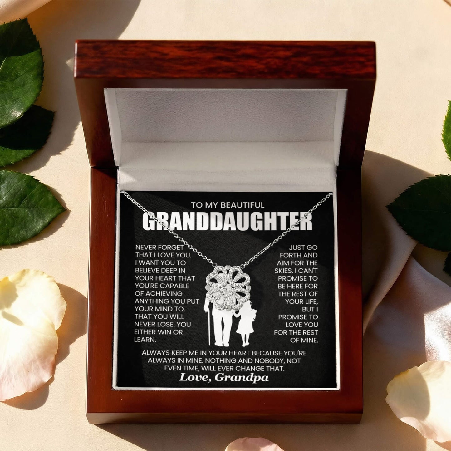 To My Beautiful Granddaughter, Never Forget That I Love You - Magnetic Hearts Necklace