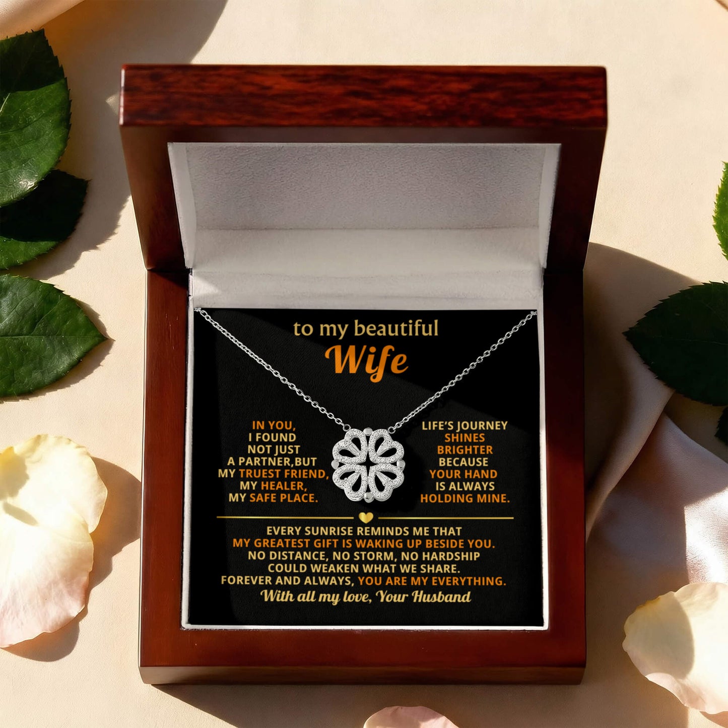 To My Beautiful Wife - Magnetic Hearts Necklace