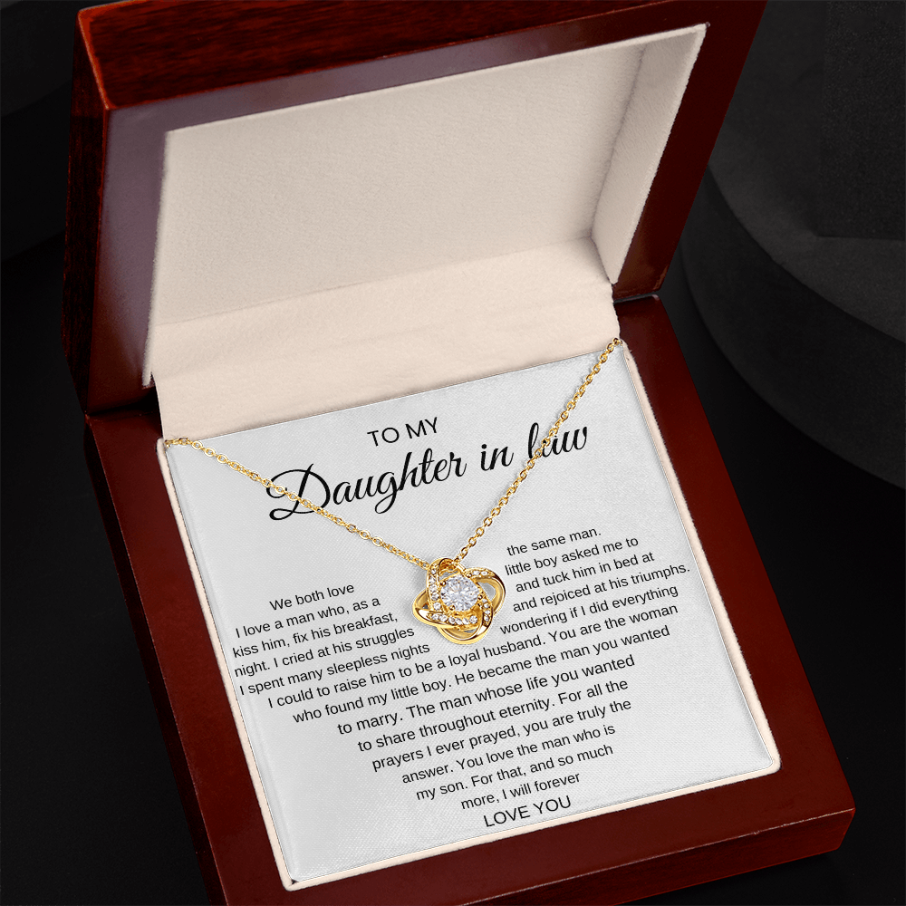 To My Daughter-In-Law, We Both Love The Same Man - Love Knot Necklace