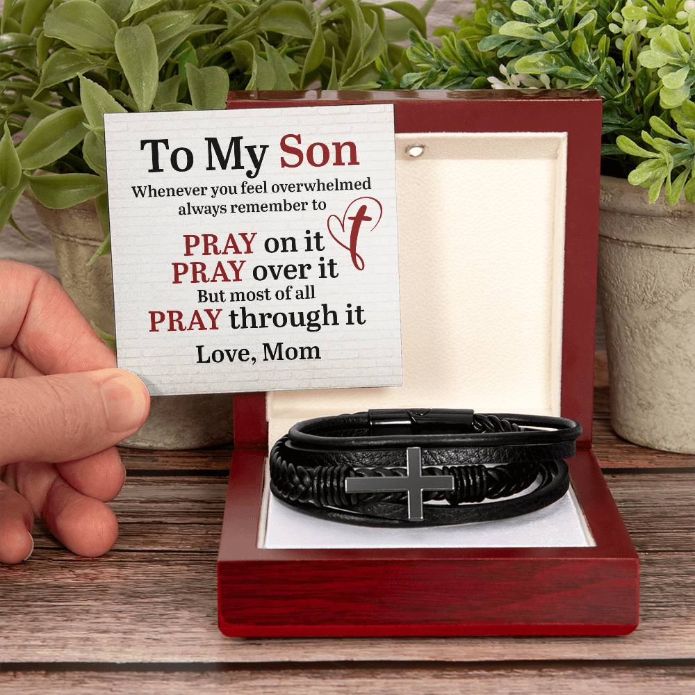 To My Son - Whenever You Feel Overwhelmed Always Remember To - Cross Bracelet
