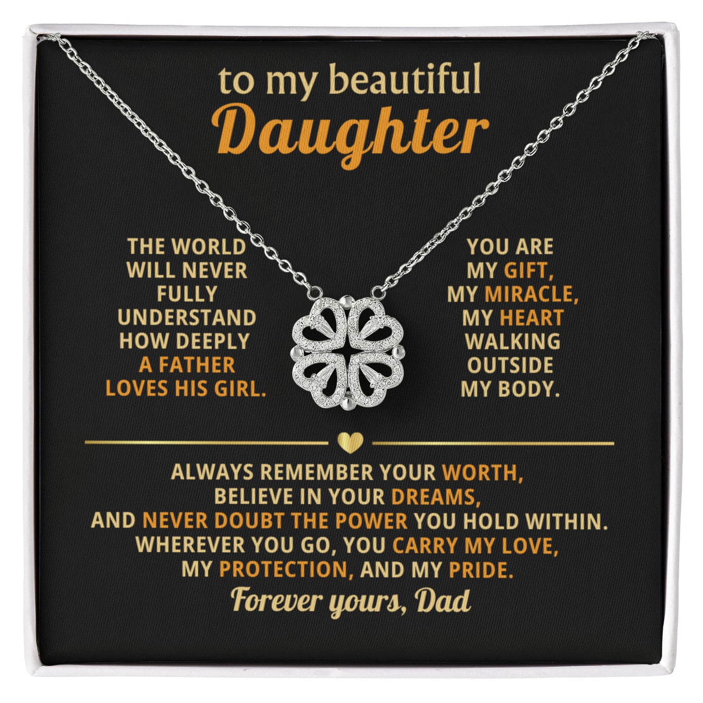 To My Beautiful Daughter, The World Will Never Fully Understand How Deeply A Father Loved His Girl - Magnetic Hearts Necklace