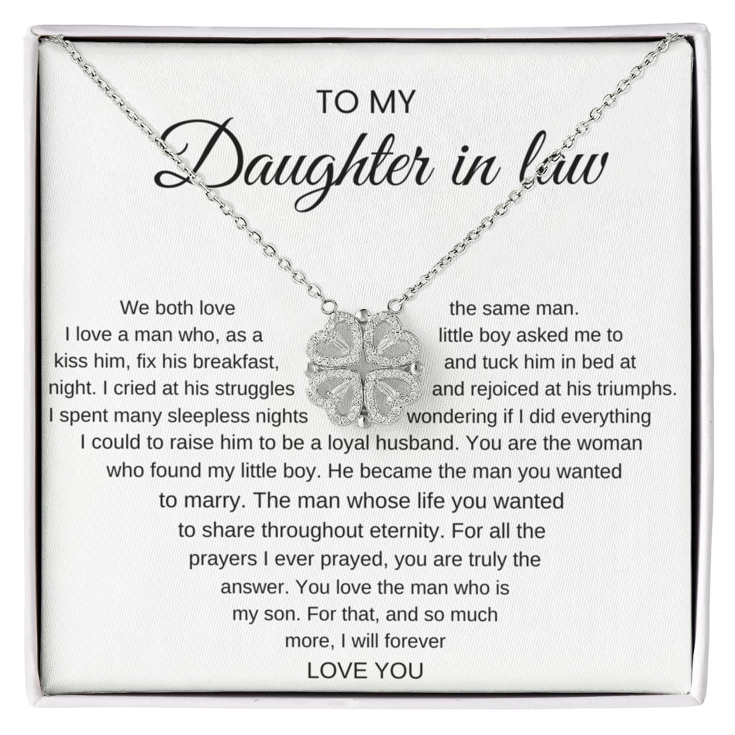 To My Daughter-In-Law, We Both Love A Man - Magnetic Hearts Necklace