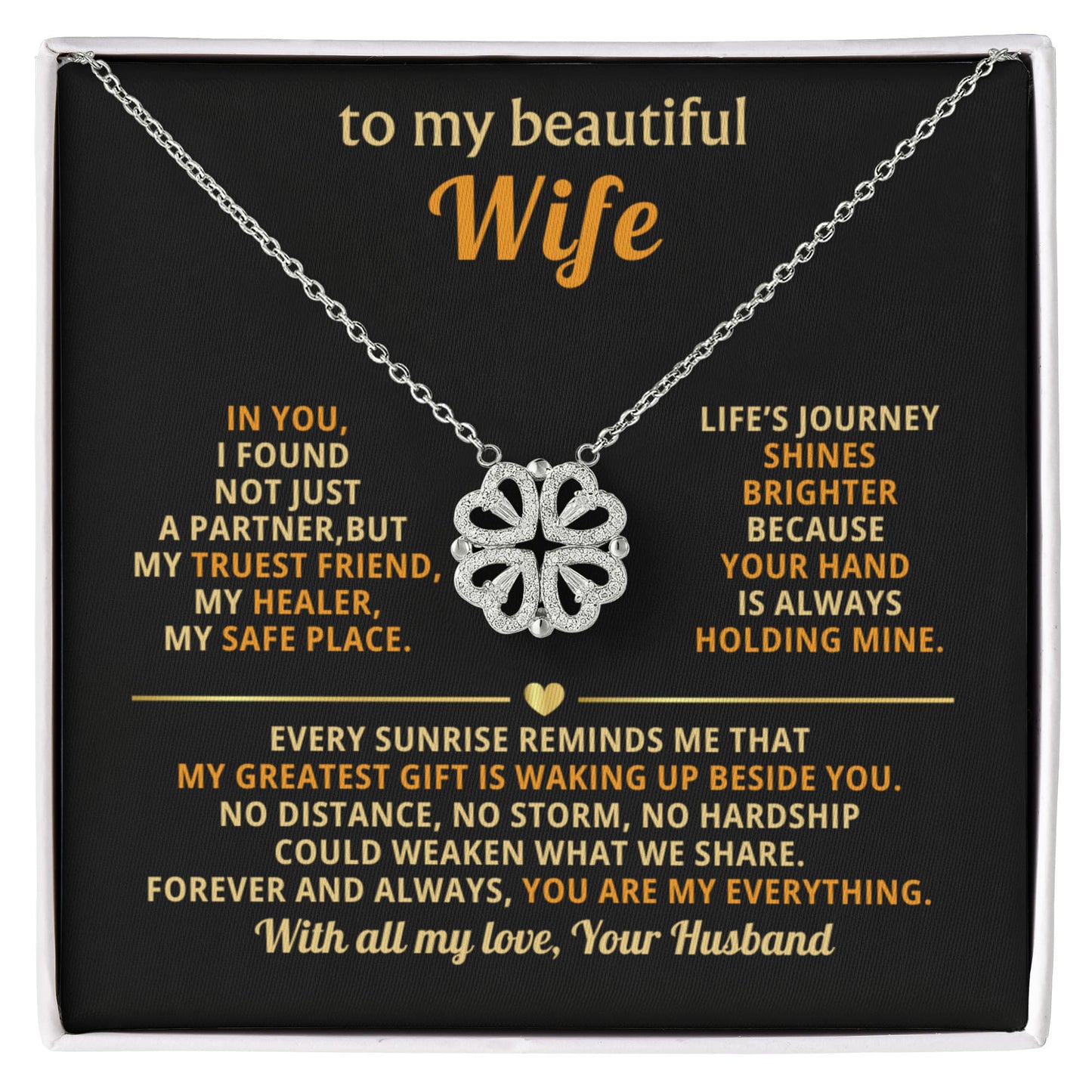 To My Beautiful Wife - Magnetic Hearts Necklace