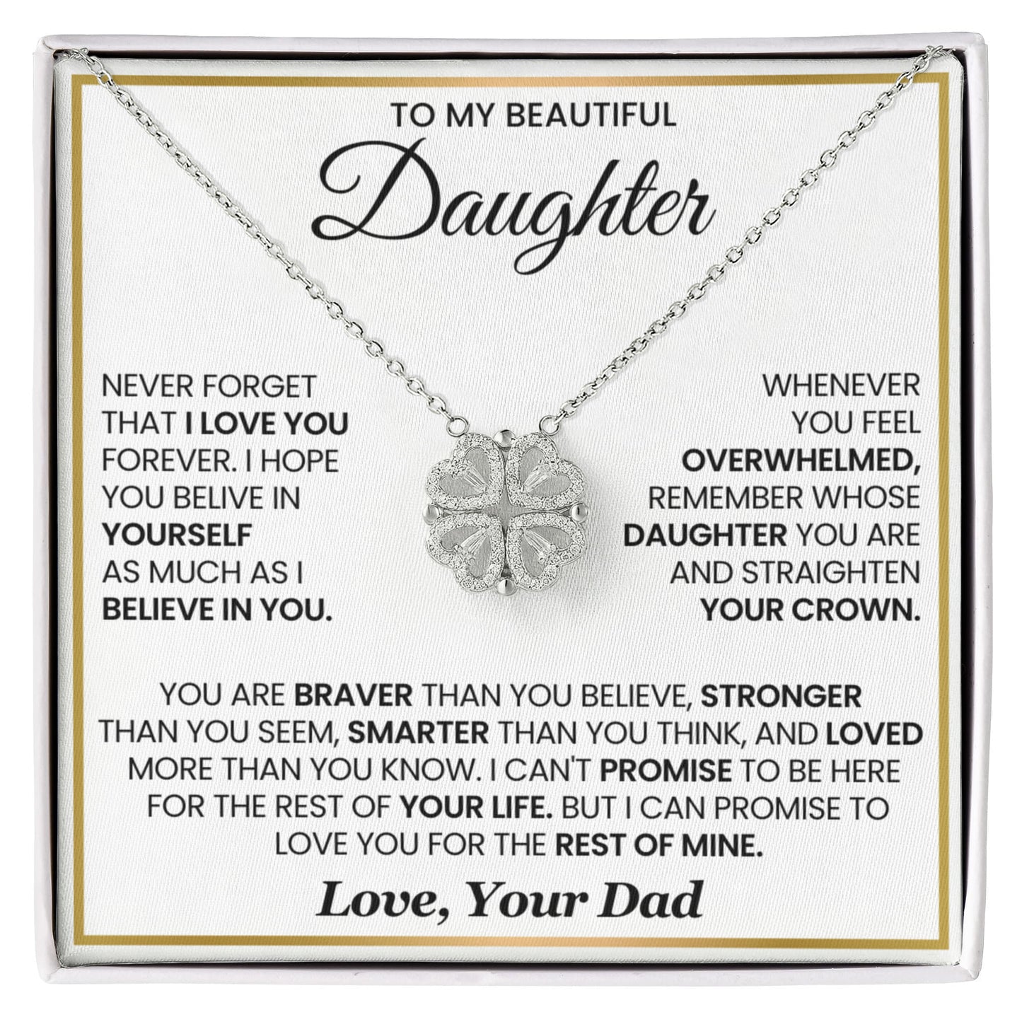 To My Beautiful Daughter, Never Forget That I Love You - Magnetic Hearts Necklace