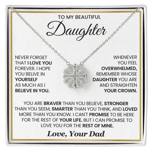 To My Beautiful Daughter, Never Forget That I Love You - Magnetic Hearts Necklace