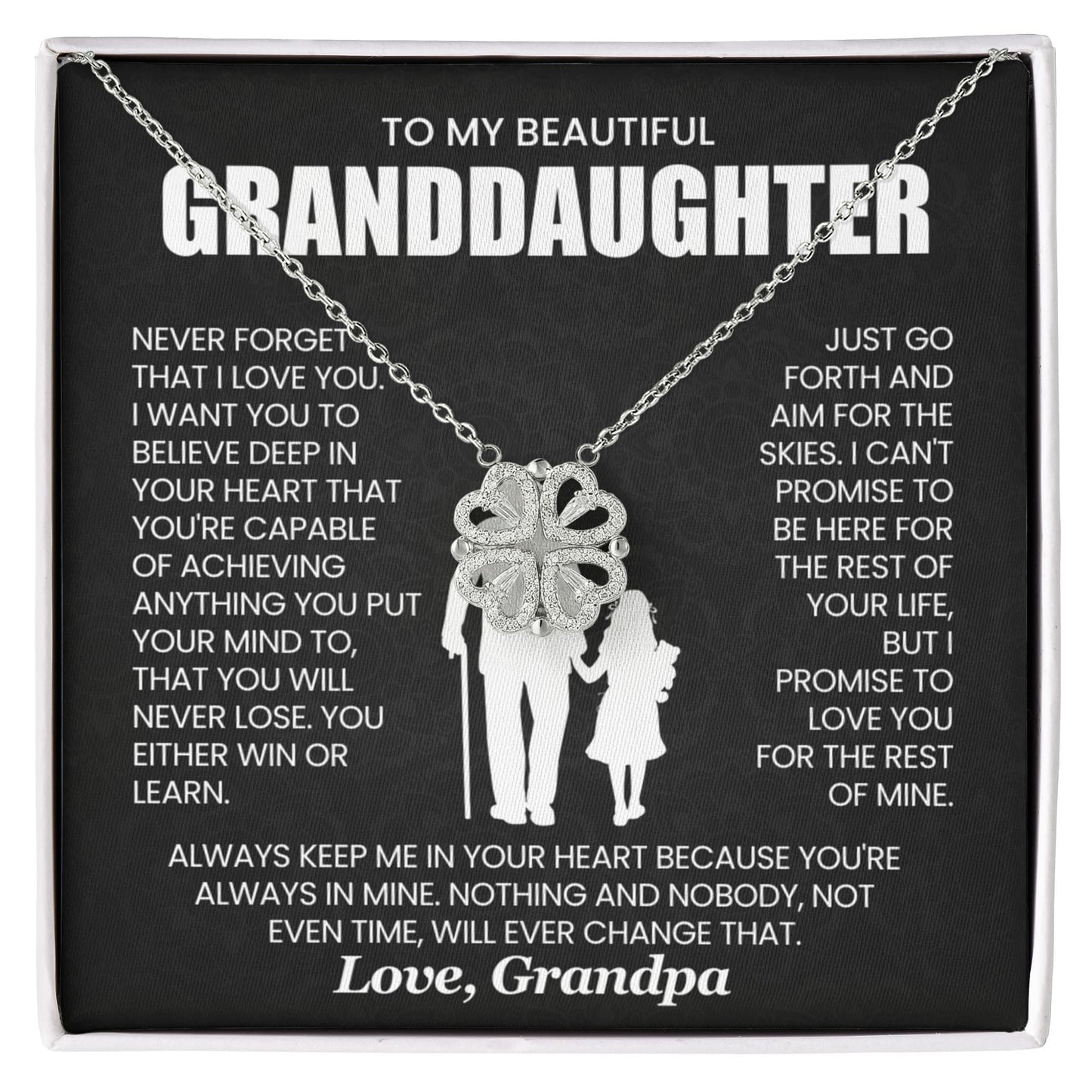 To My Beautiful Granddaughter, Never Forget That I Love You - Magnetic Hearts Necklace