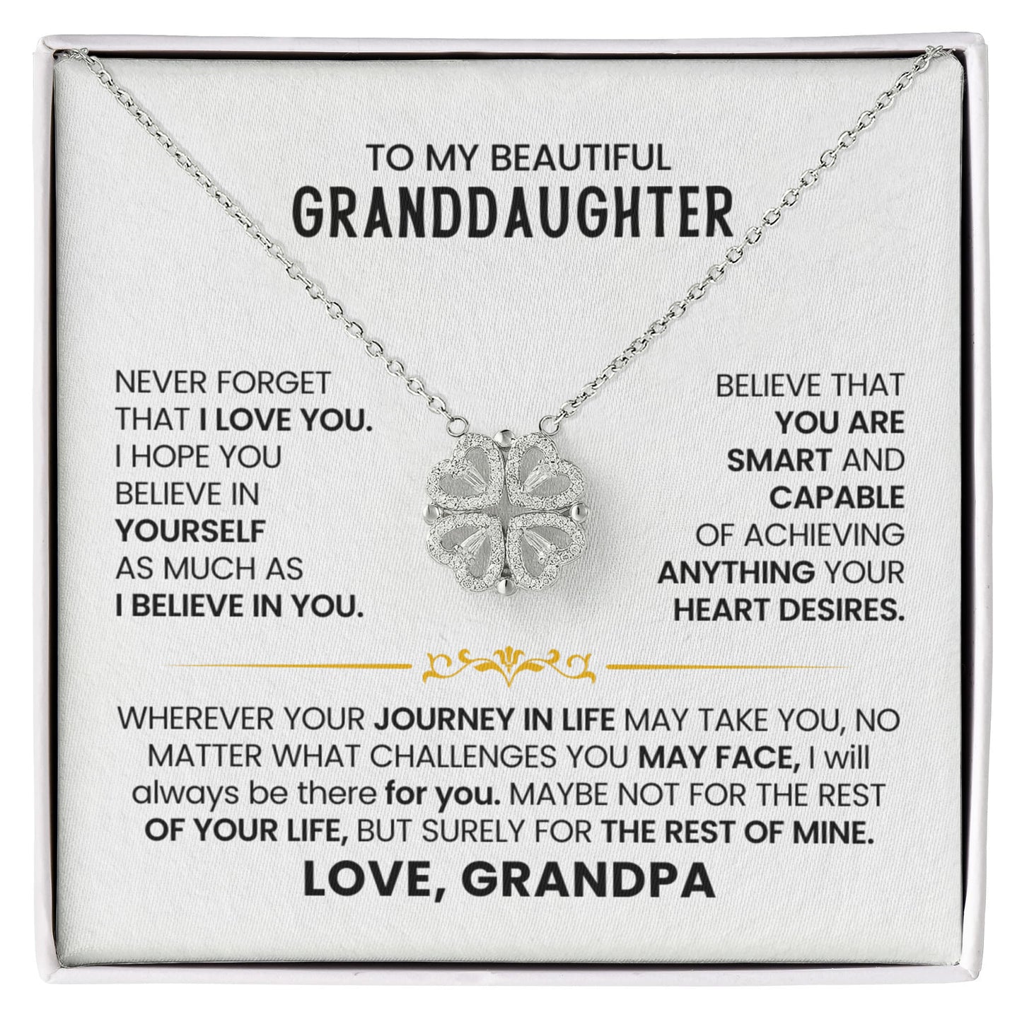 To My Beautiful Granddaughter, Never Forget That I Love You - Magnetic Hearts Necklace