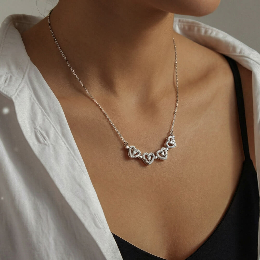 To My Daughter-In-Law, We Both Love A Man - Magnetic Hearts Necklace