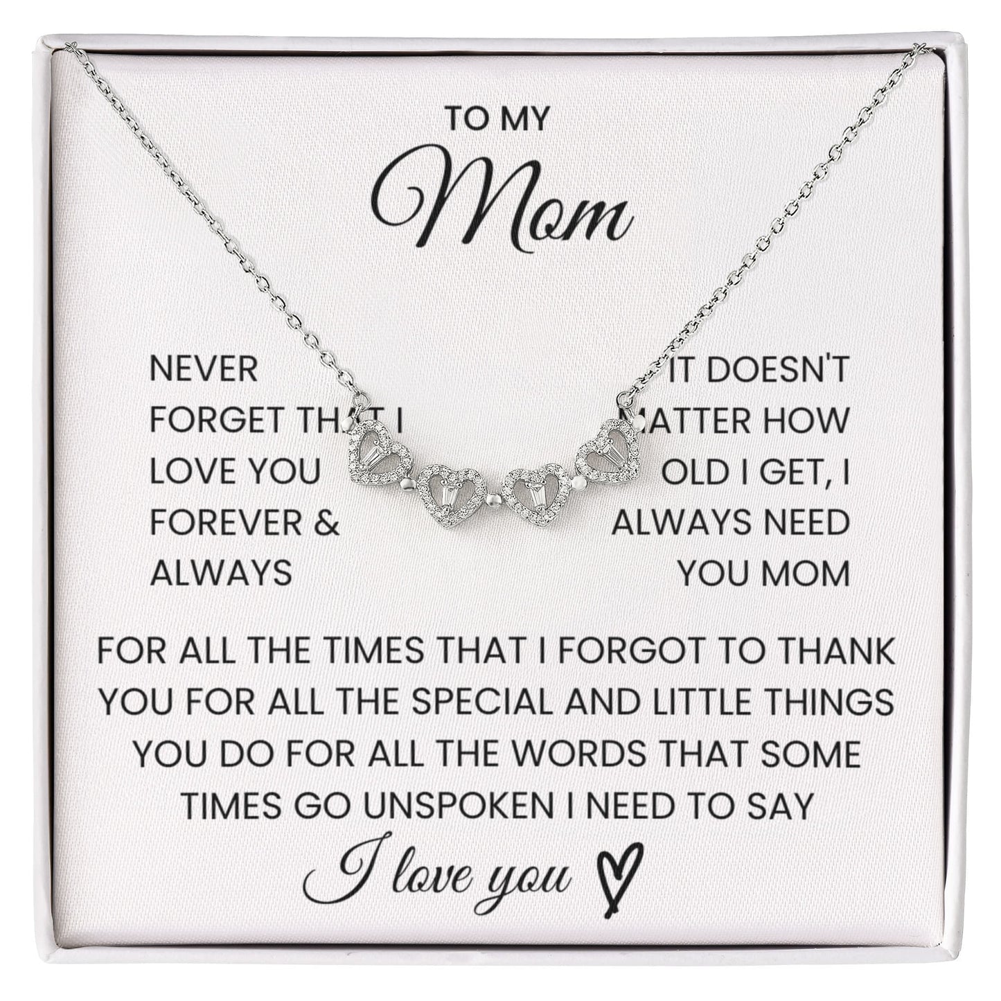 To My Mom, Never Forget That I Love You - Magnetic Hearts Necklace