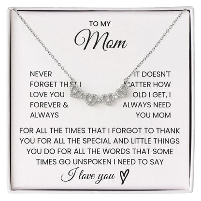 To My Mom, Never Forget That I Love You - Magnetic Hearts Necklace