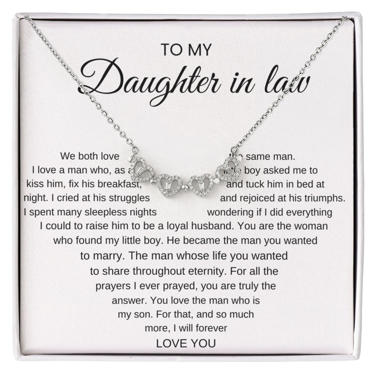 To My Daughter-In-Law, We Both Love A Man - Magnetic Hearts Necklace