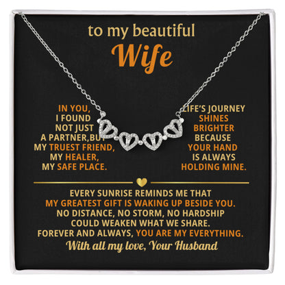 To My Beautiful Wife - Magnetic Hearts Necklace