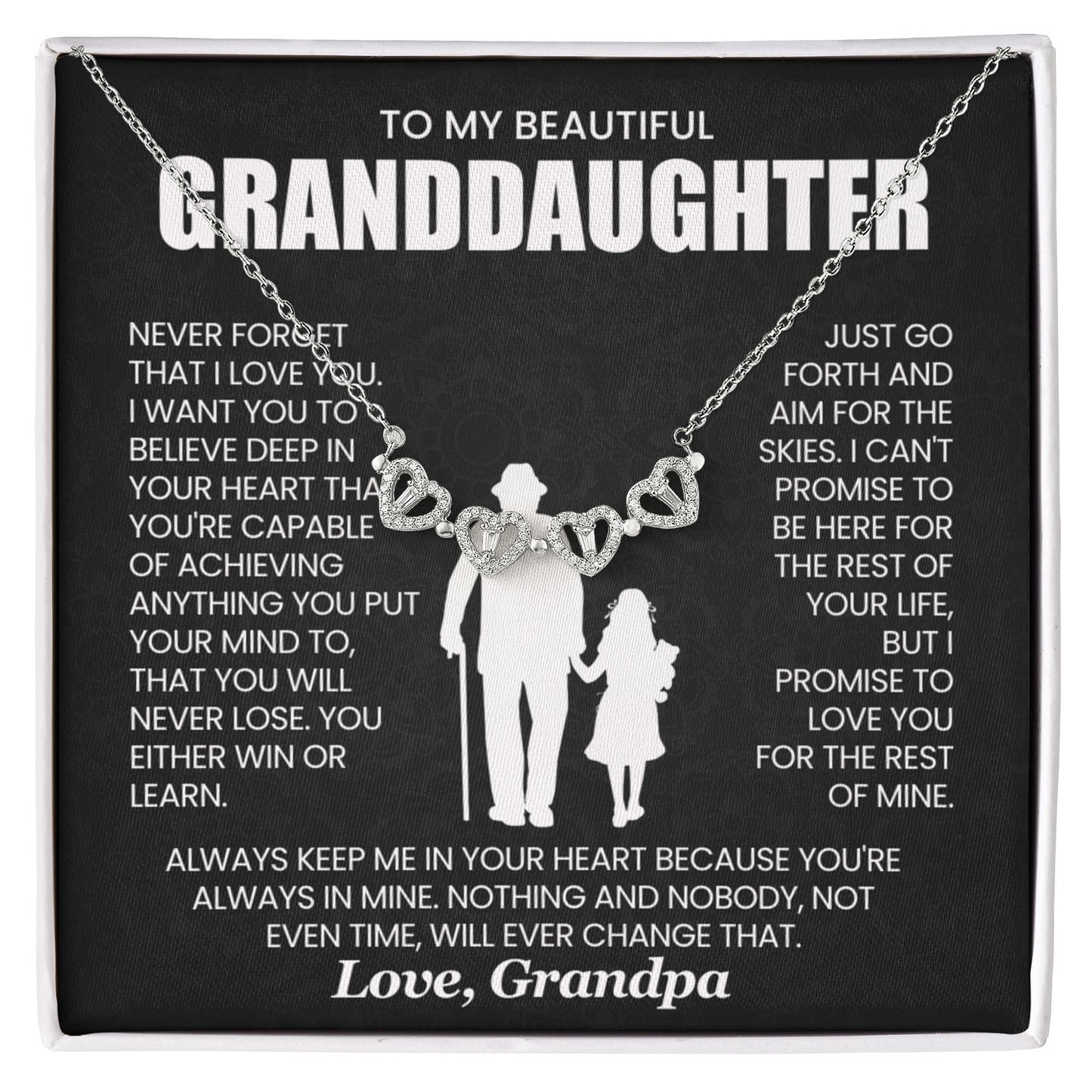 To My Beautiful Granddaughter, Never Forget That I Love You - Magnetic Hearts Necklace