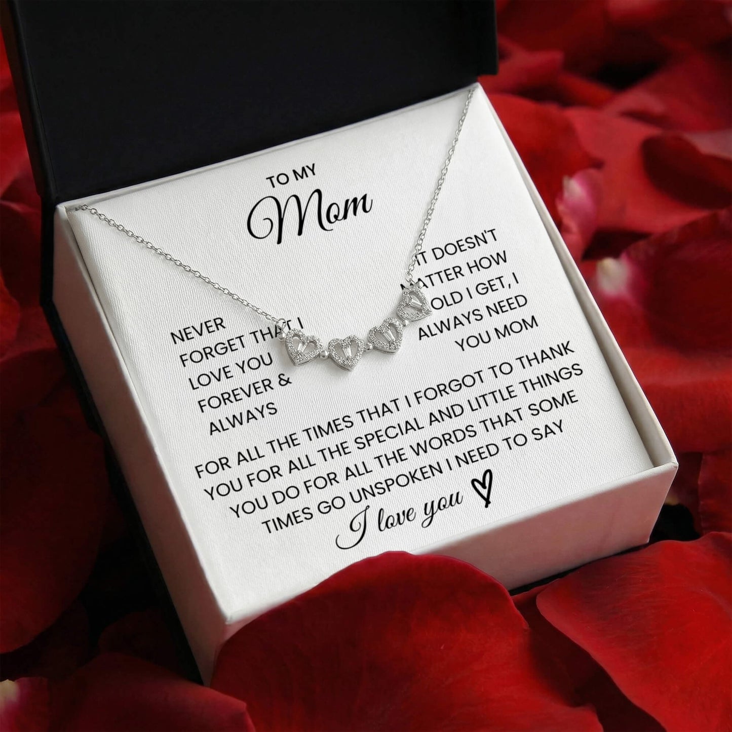 To My Mom, Never Forget That I Love You - Magnetic Hearts Necklace