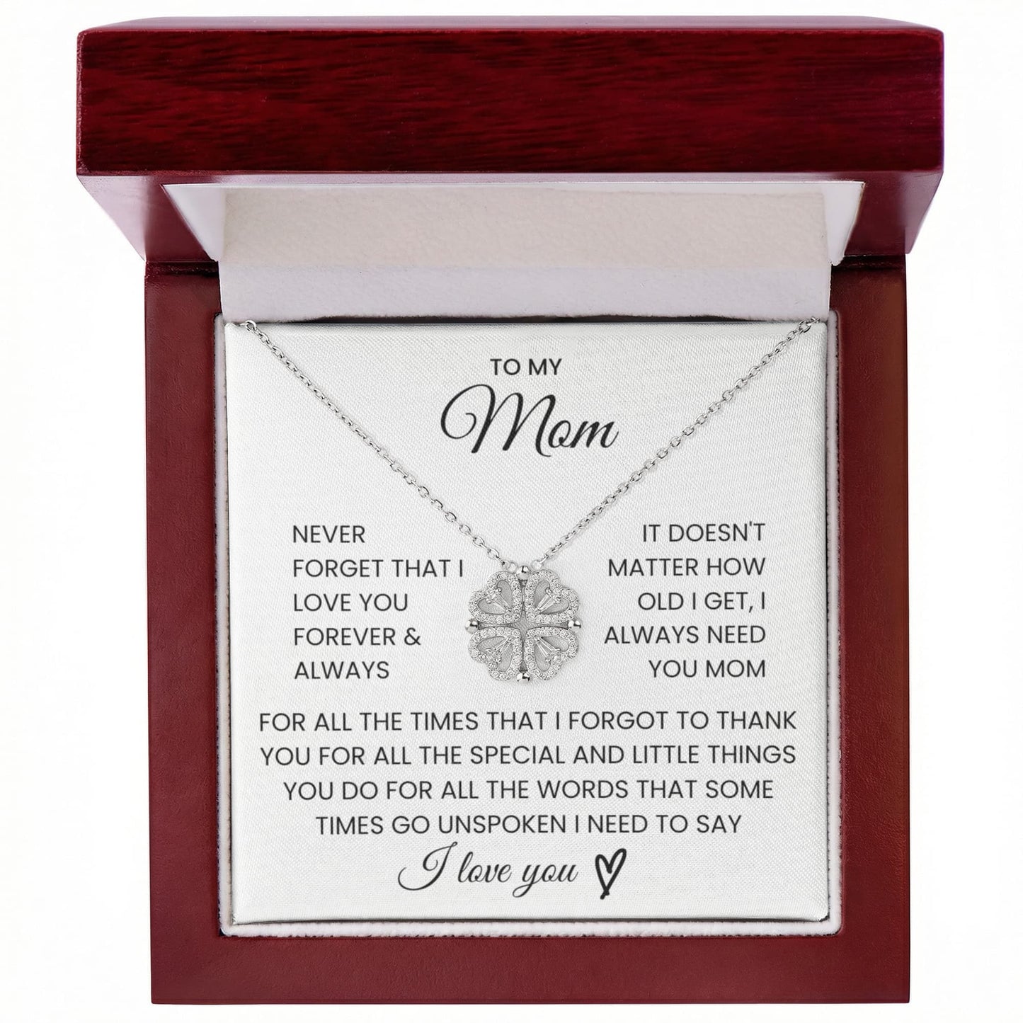 To My Mom, Never Forget That I Love You - Magnetic Hearts Necklace