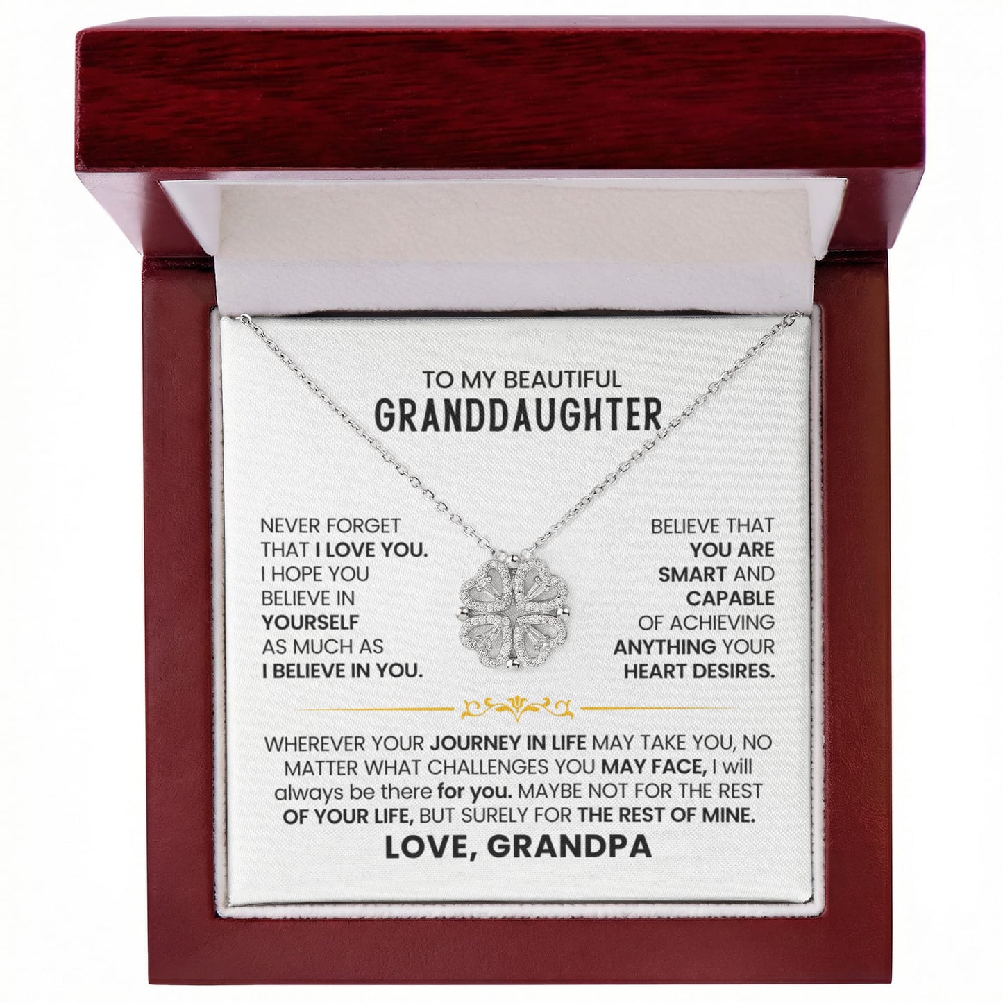 To My Beautiful Granddaughter, Never Forget That I Love You - Magnetic Hearts Necklace