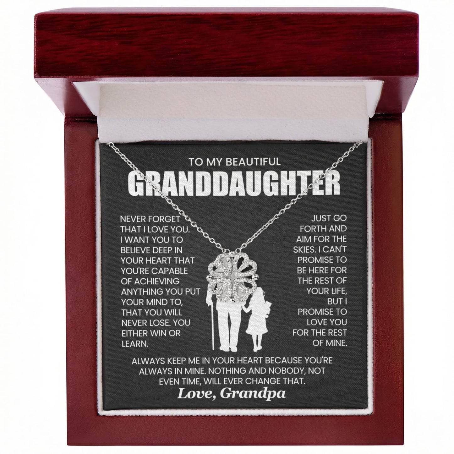 To My Beautiful Granddaughter, Never Forget That I Love You - Magnetic Hearts Necklace