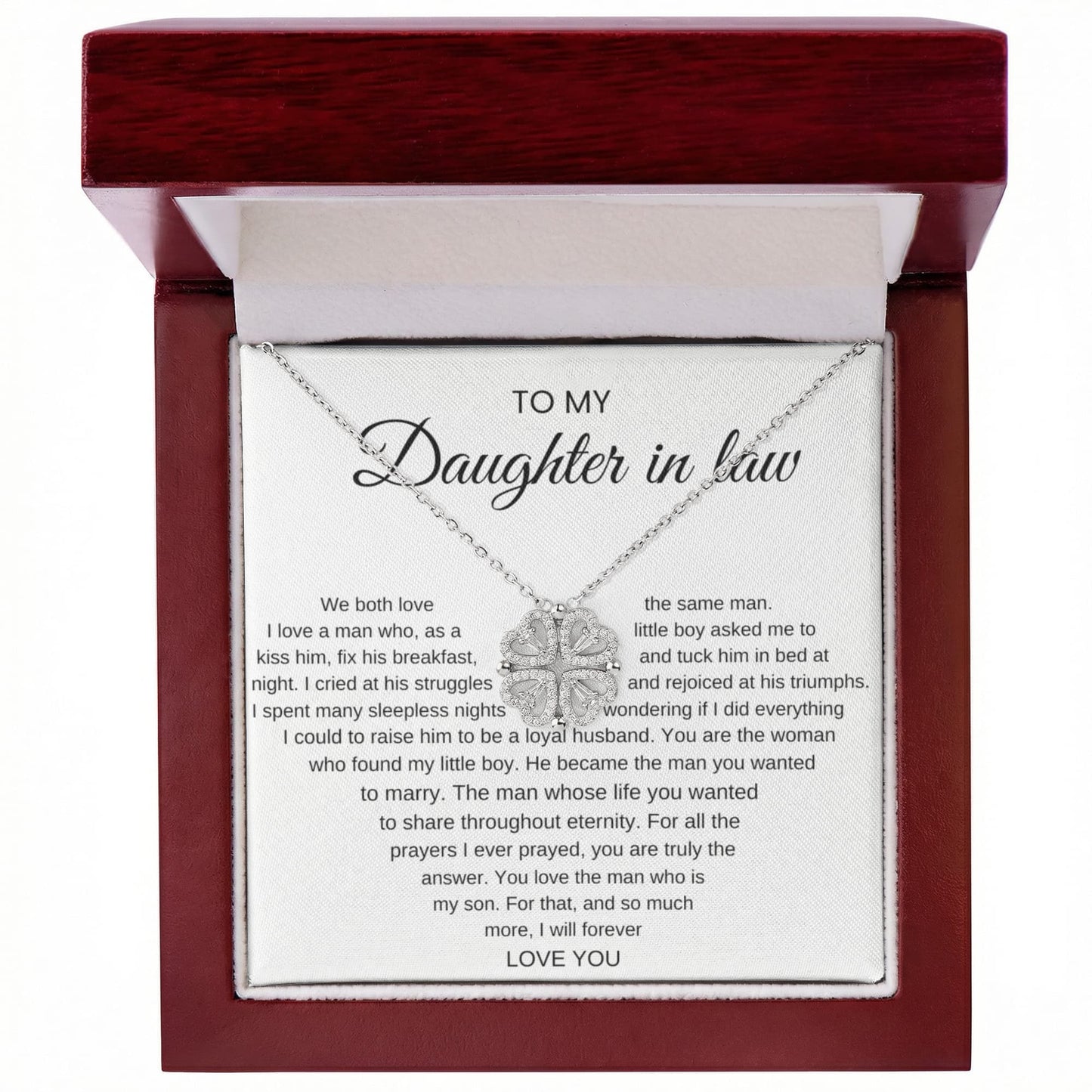 To My Daughter-In-Law, We Both Love A Man - Magnetic Hearts Necklace