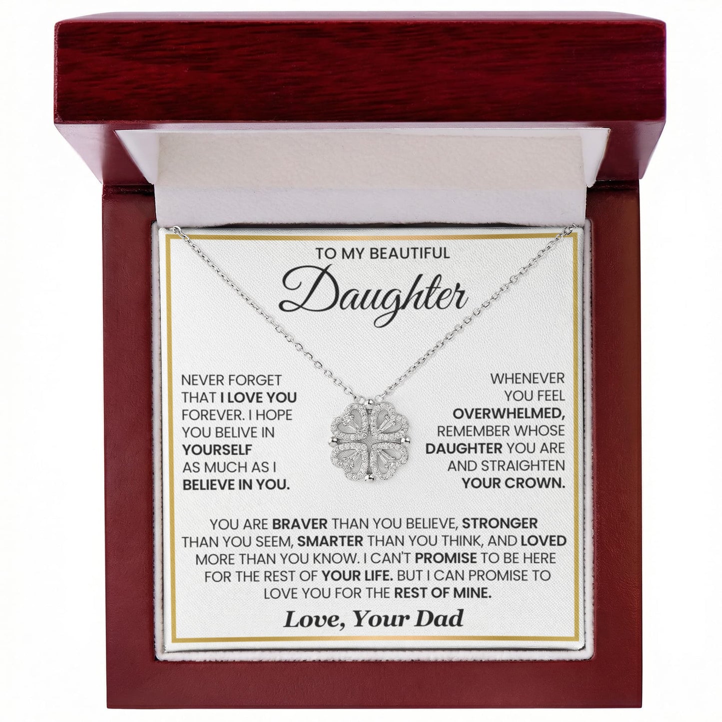 To My Beautiful Daughter, Never Forget That I Love You - Magnetic Hearts Necklace