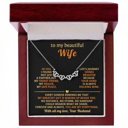 To My Beautiful Wife - Magnetic Hearts Necklace