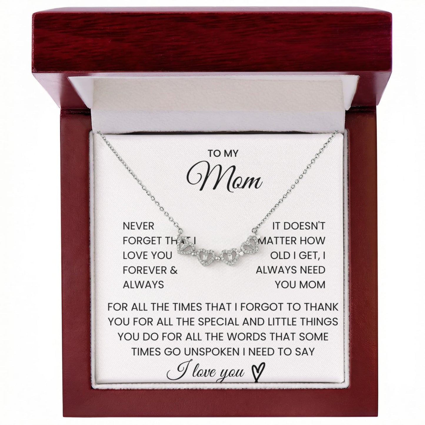 To My Mom, Never Forget That I Love You - Magnetic Hearts Necklace