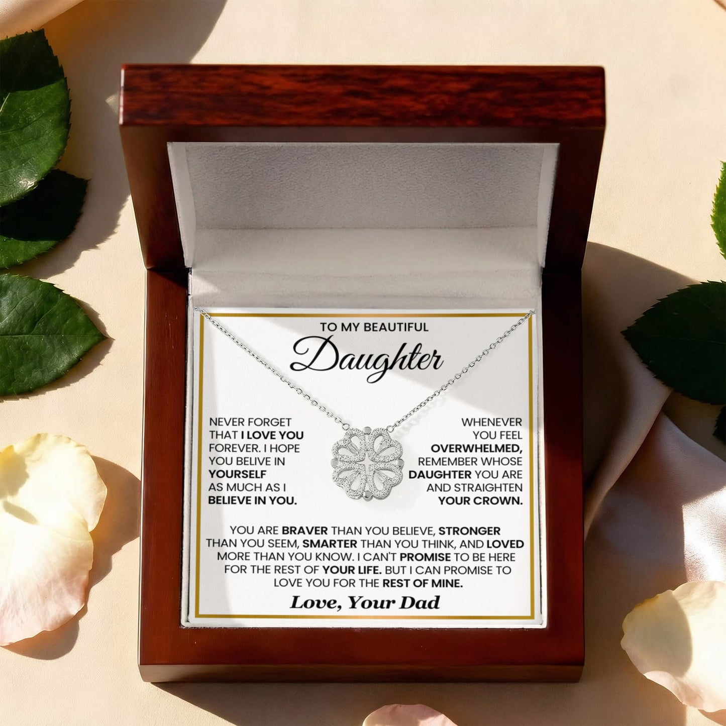 To My Beautiful Daughter, Never Forget That I Love You - Magnetic Hearts Necklace