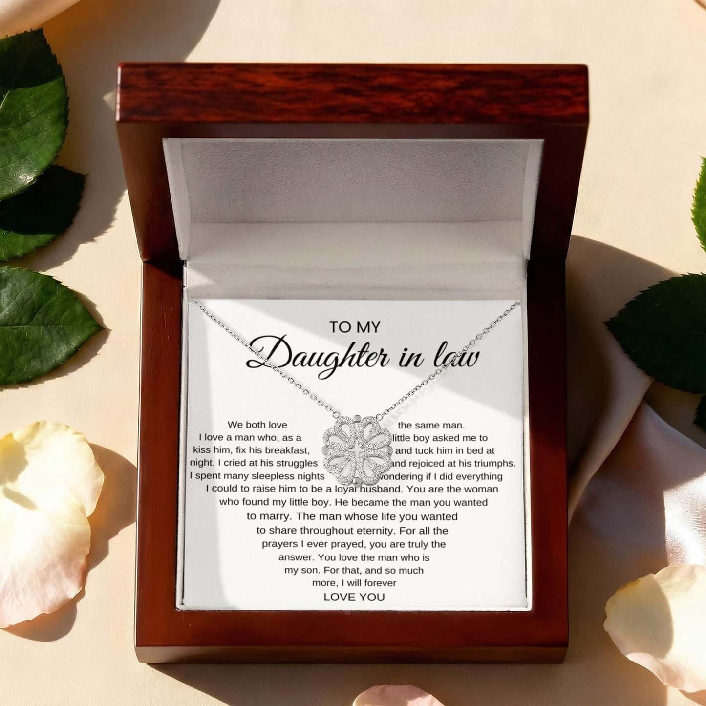To My Daughter-In-Law, We Both Love A Man - Magnetic Hearts Necklace