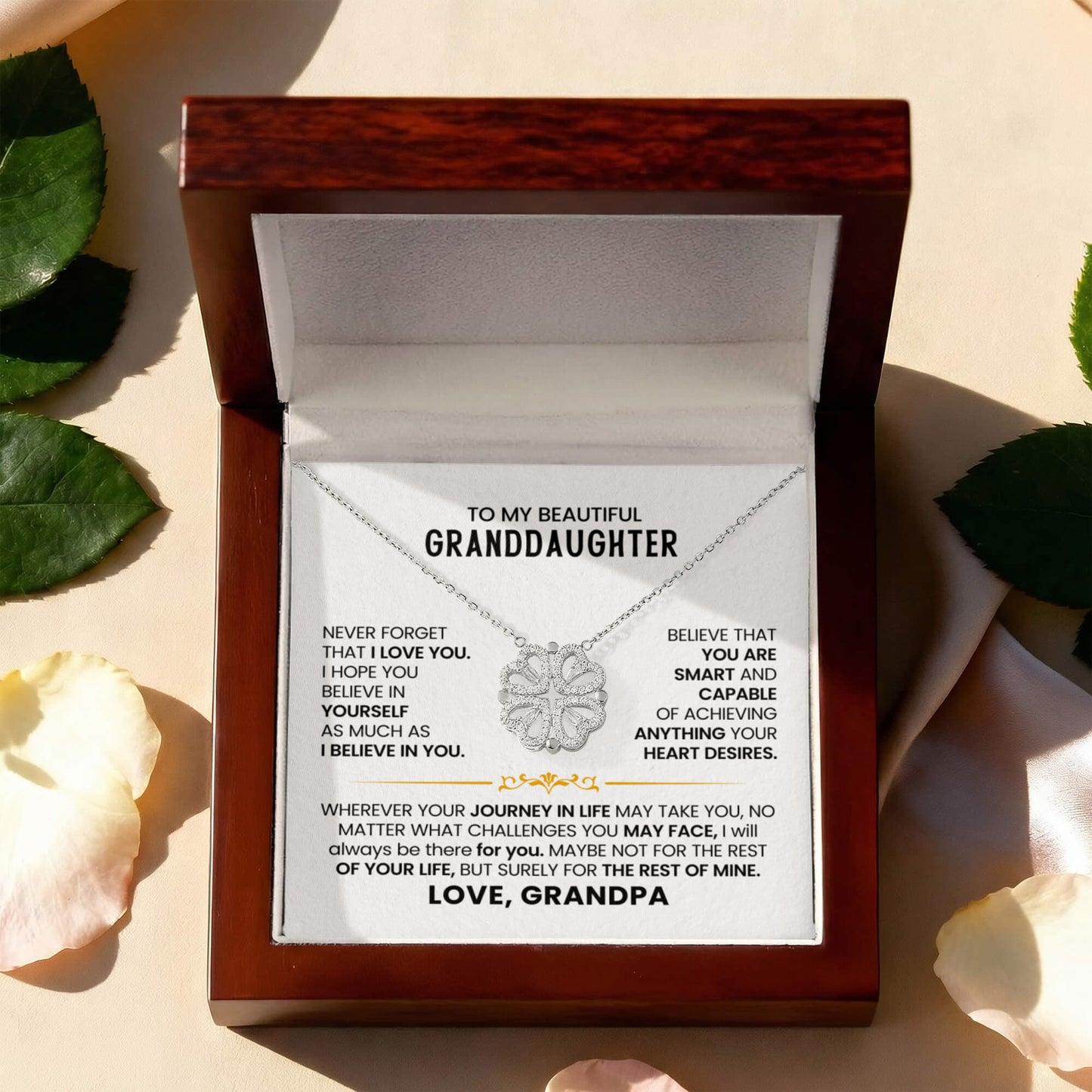 To My Beautiful Granddaughter, Never Forget That I Love You - Magnetic Hearts Necklace