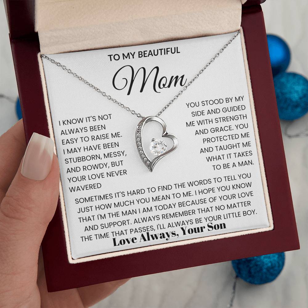To My Mom - I Love You Heart Necklace