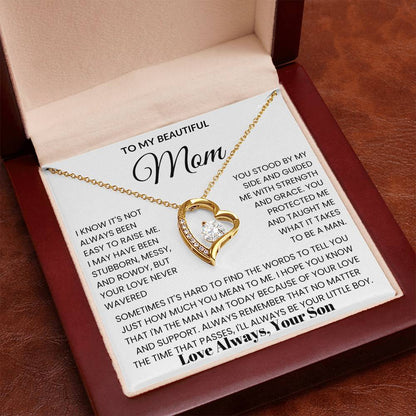 To My Mom - I Love You Heart Necklace