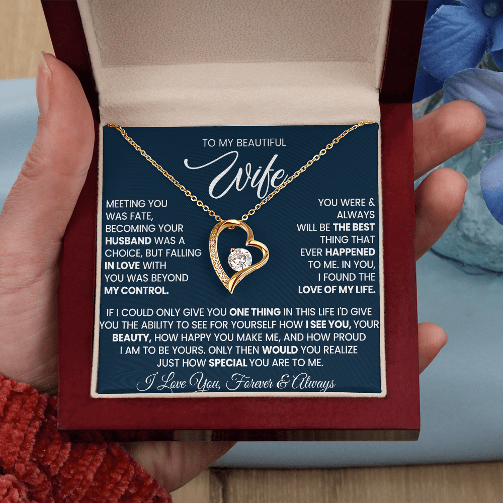 An meine wunderschöne Frau, Dich zu treffen war Schicksal – Halskette „Forever Love“