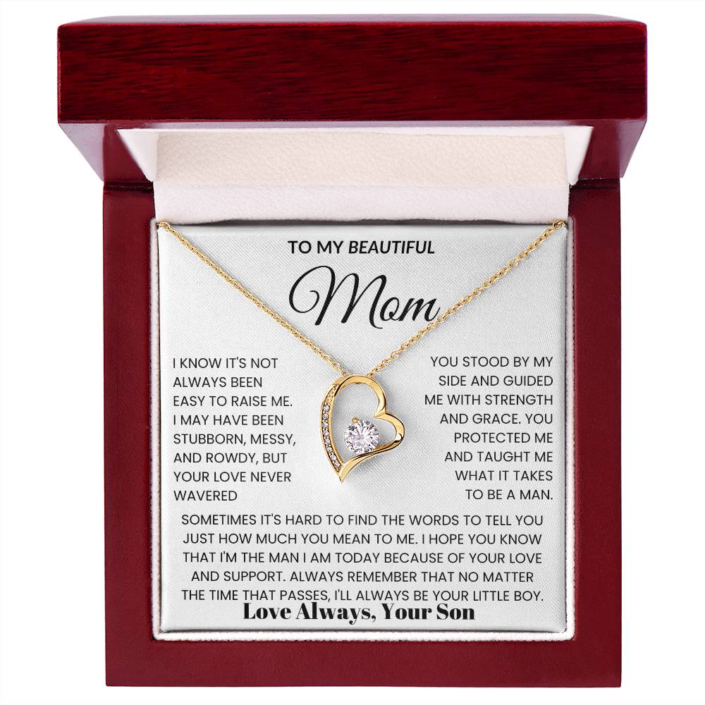 To My Mom - I Love You Heart Necklace