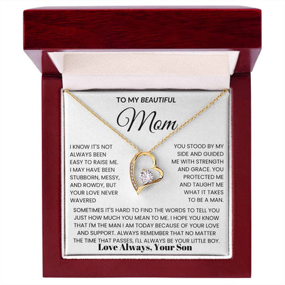 To My Mom - I Love You Heart Necklace