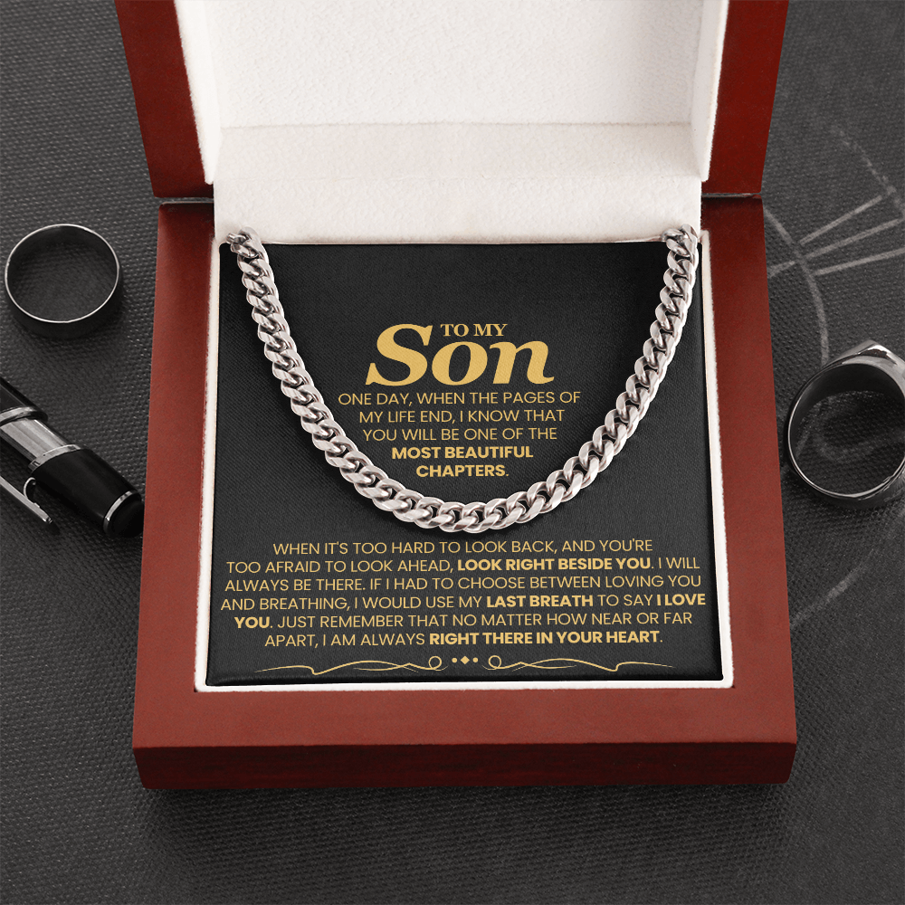 Für meinen Sohn – Eines Tages, wenn die Seiten meines Lebens zu Ende gehen – Cuban Link Kette