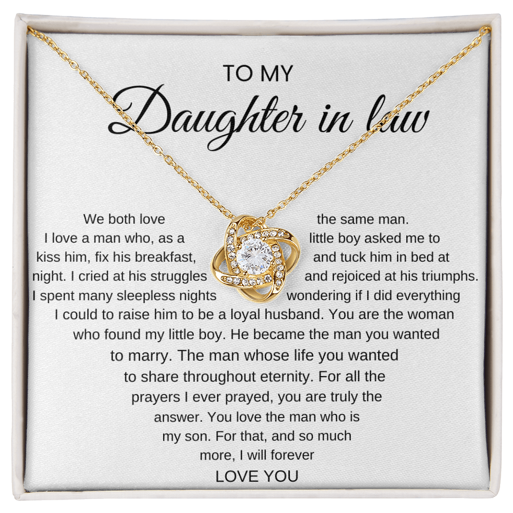 To My Daughter-In-Law, We Both Love The Same Man - Love Knot Necklace