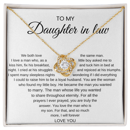To My Daughter-In-Law, We Both Love The Same Man - Love Knot Necklace