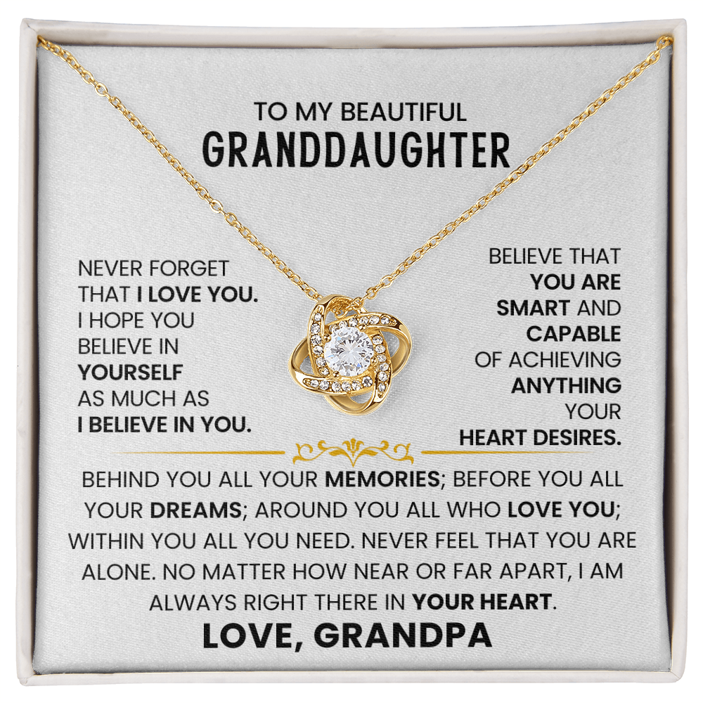 To My Beautiful Granddaughter, You Are Smart And Capable - Love Knot Necklace