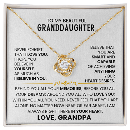To My Beautiful Granddaughter, You Are Smart And Capable - Love Knot Necklace