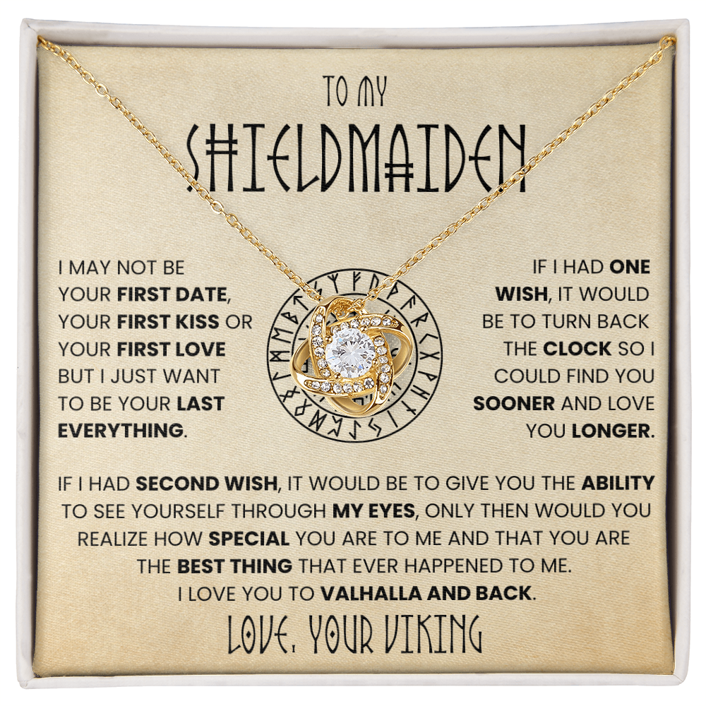 To My Shieldmaiden - I Love You To Valhalla And Back - Love Knot Necklace