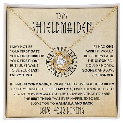 To My Shieldmaiden - I Love You To Valhalla And Back - Love Knot Necklace