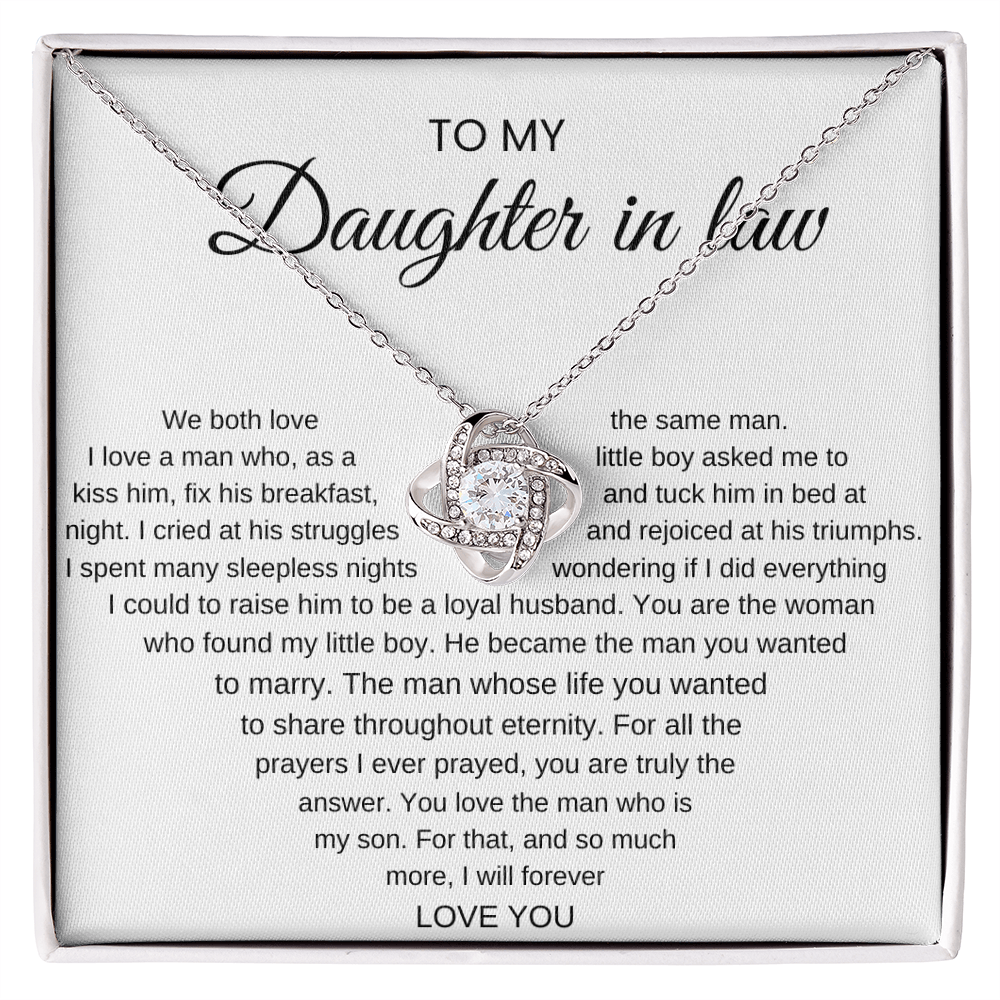To My Daughter-In-Law, We Both Love The Same Man - Love Knot Necklace