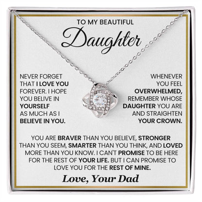 To My Beautiful Daughter, Never Forget That I Love You - Love Knot Necklace