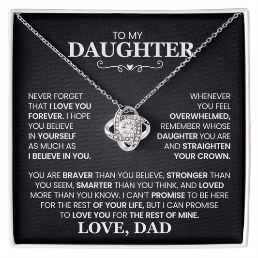 To My Daughter, Never Forget That I Love You Forever - Love Knot Necklace