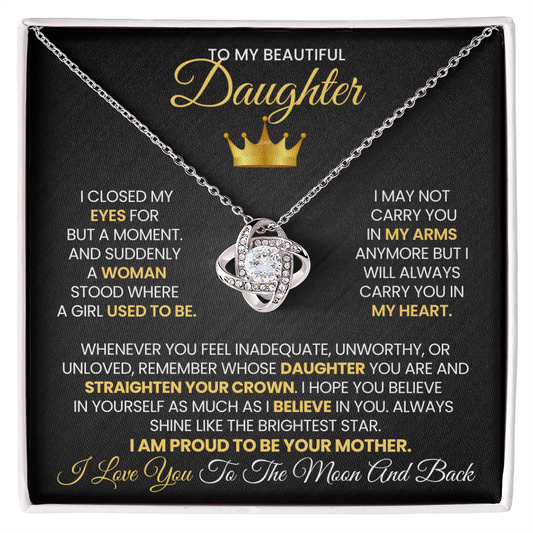 Straighten Your Crown - Love Knot Necklace For Daughter
