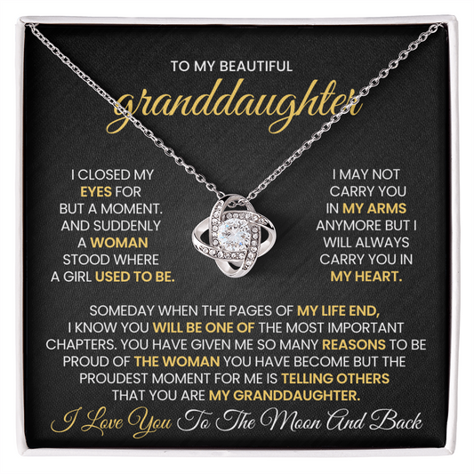 To My Beautiful Granddaughter, Someday When The Pages Of My Life End - Love Knot Necklace