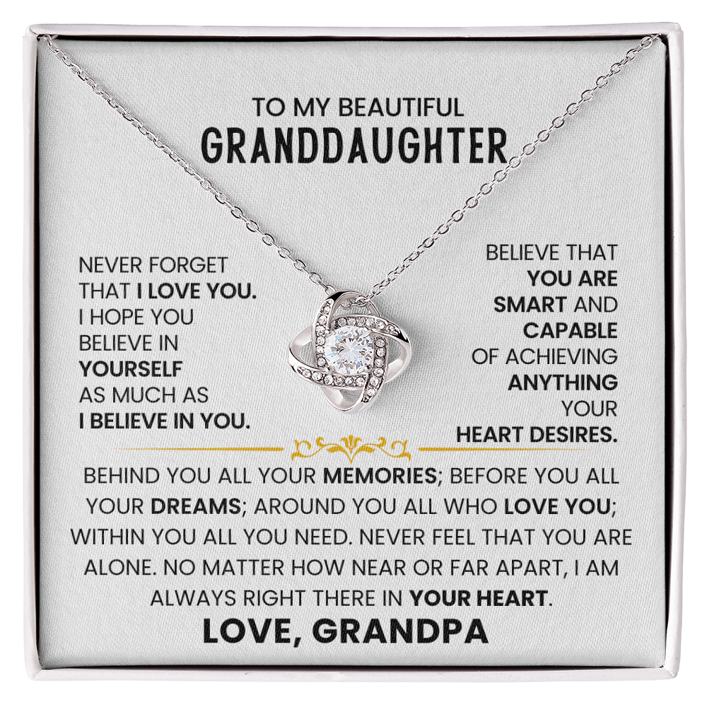 To My Beautiful Granddaughter, You Are Smart And Capable - Love Knot Necklace