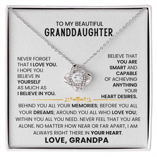 To My Beautiful Granddaughter, You Are Smart And Capable - Love Knot Necklace
