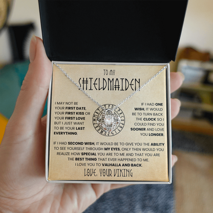 To My Shieldmaiden - I Love You To Valhalla And Back - Love Knot Necklace