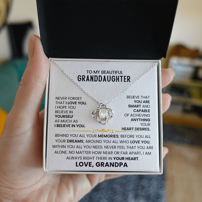 To My Beautiful Granddaughter, You Are Smart And Capable - Love Knot Necklace