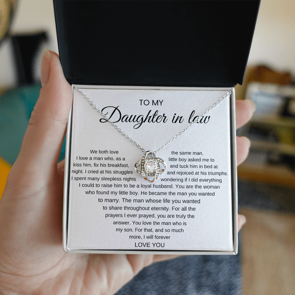 To My Daughter-In-Law, We Both Love The Same Man - Love Knot Necklace